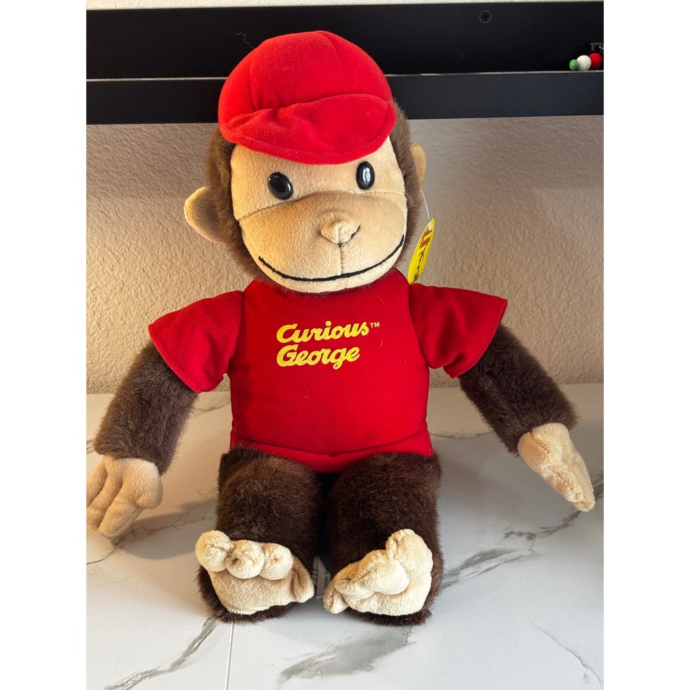 Curious George Plush Monkey Stuffed Animal Red Shirt and Hat Brown 12 Inch